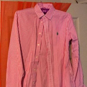 Polo pink striped with green horse